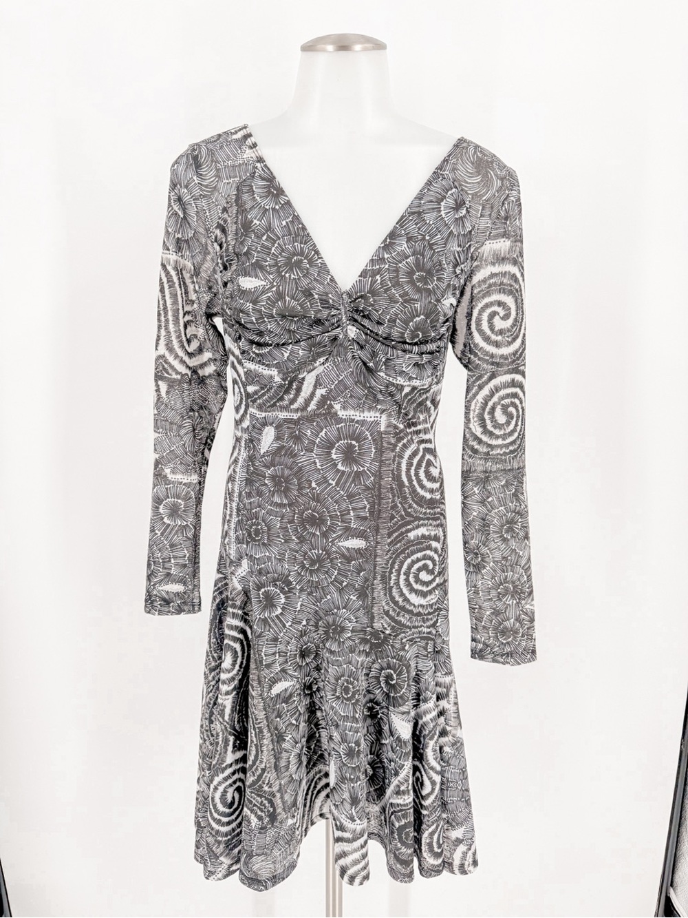 Desigual Black White Abstract Floral Spiral Print Dress